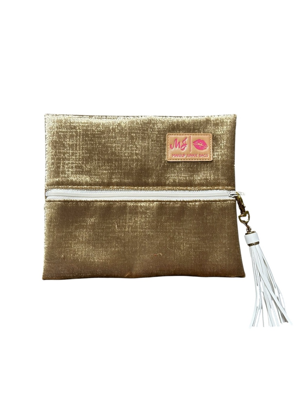 Makeup Junkie Bags Metallic Gold Cosmetic Pouch
Tassel Zip Bag